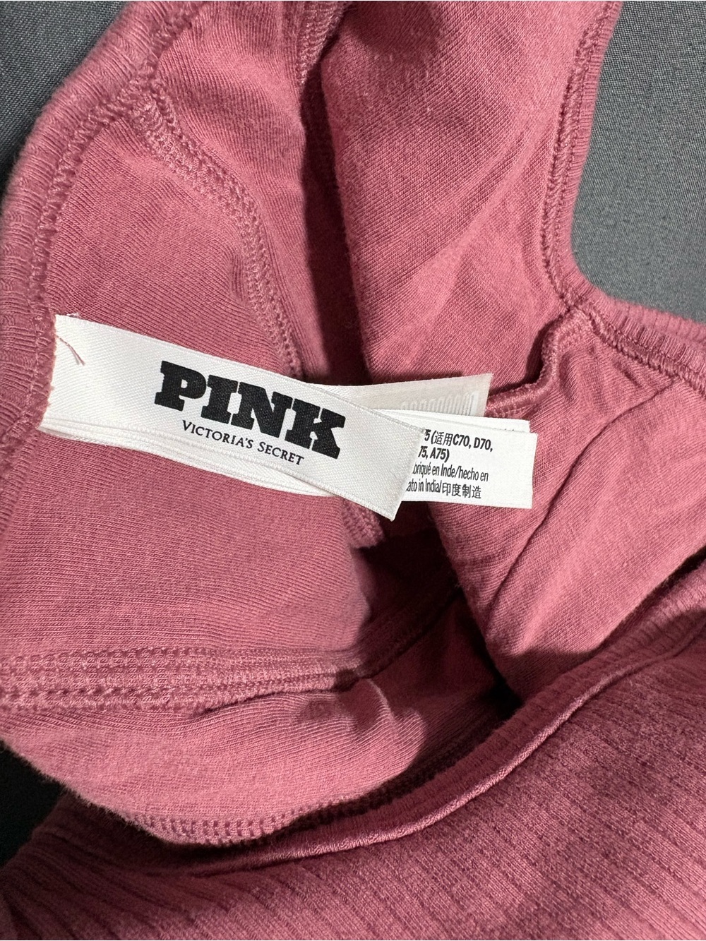 PINK Victoria's Secret Ribbed Bralette in Dusty Rose